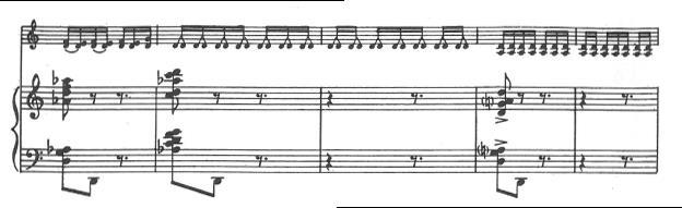 için alternatif oktav kullanımıdır. Bu bölümde her iki icracının da dikkat etmesi gereken en önemli nokta, bestecinin istediği şekilde ritmik vurguların yani bölümün nabzının ortaya çıkarılmasıdır.