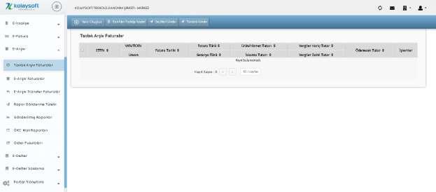 E-Arşiv Fatura Fatura oluşturma, gönderme, e-arşiv raporlama ve diğer başlıkları altında sürecin yönetimini sağlar.