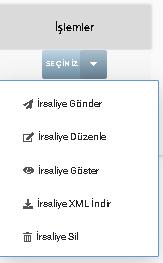 Arşivlenenler/Arşivlenmeyenler/Tümü seçenekleri ile filtreleme Toplu PDF İndirme, listede seçili olan irsaliyelerin her birini ayrı bir PDF dosyasına dönüştürerek sıkıştırılmış dosya halinde