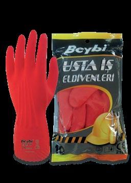 %100 doğal lateksten üretilmiştir. Kırmızı renkli iş eldivenidir. olarak 9, 9,5 ve 10 numaraları mevcuttur. Gıdaya uygundur. Extra hand protection quality.