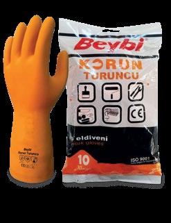 KORUN TURUNCU Yüksek Performanslı Endüstriyel Lateks Eldiven Premium Industrial Latex Glove İnşaat sektörü, tuğla briket imalatı, boya, gıda sektörü gibi alanlarda genel amaçlı işler için kullanılır.