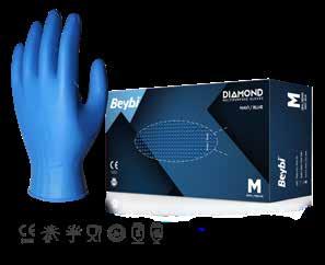 Helal sertifikasına sahiptir. EN374 standardına uygundur. Muayene Eldivenleri / Examination Gloves 62 Non Sterile and Powder Free Latex Free.