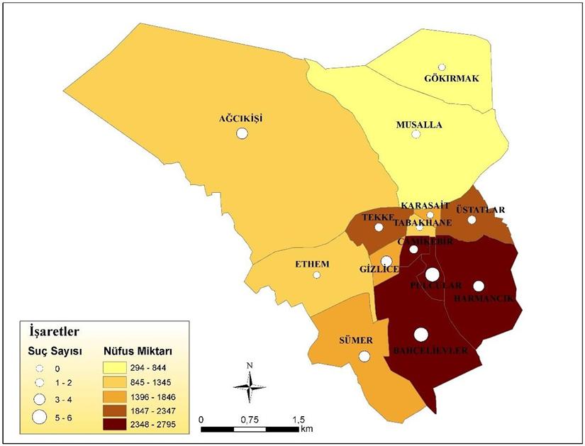 A Geographıc Approach to The Relatıonshıp of Crime and Space: Example of The City of Taşköprü (Kastamonu) 5.Suç ve Mekân Suçlular ve suç türleri belirli bir mekânda karşımıza çıkar.