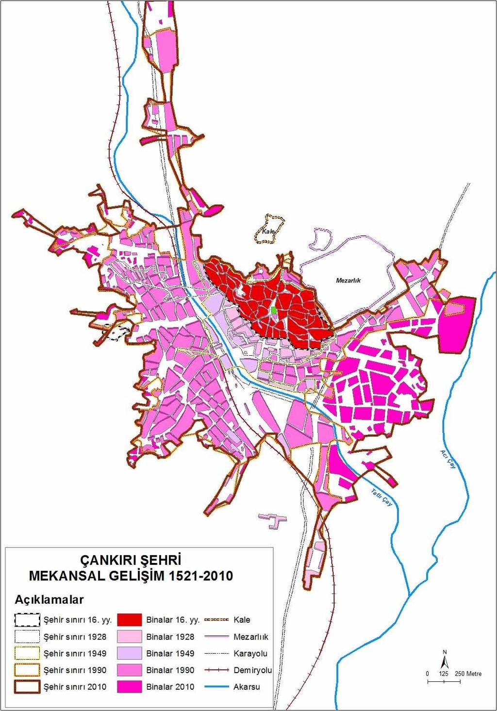 YİĞİT / SPATIAL DEVELOPMENT OF ÇANKIRI CITY Çankırı da MKEK Silah Fabrikası 1986 da, TCDD Makas Fabrikası ise 1992 yılında kurulmuştur. 1990 yılında Korgun da organize sanayi bölgesi hayata geçmiştir.