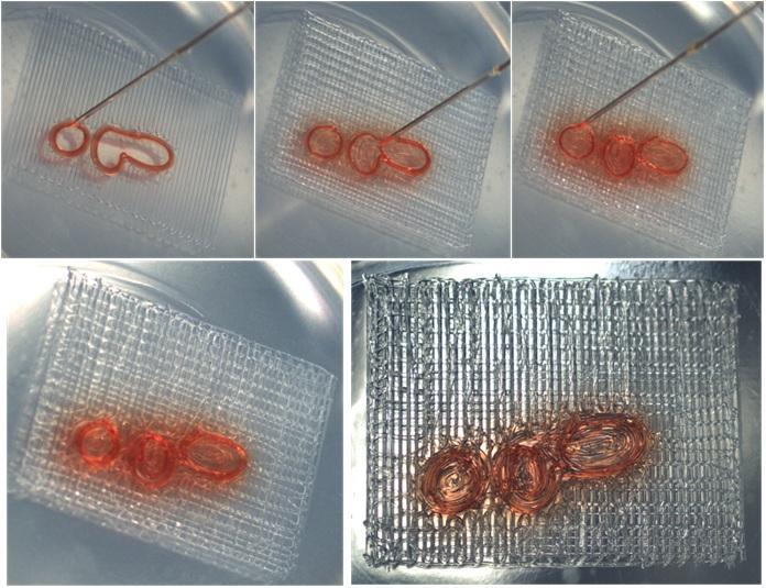 Figure 4.7. 3D printed layers of the coronary artery model, with zig-zag method.