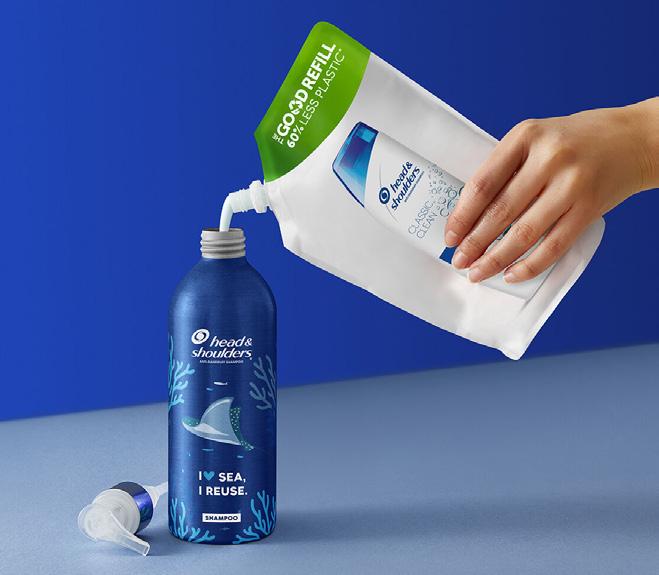 DÜNYADAN GÖRÜNÜM P&G Yeniden Doldurulabilir Şampuan Şişesi Sistemini Tanıttı P&G; Head & Shoulders, Pantene, Herbal Essences ve Aussie gibi şampuan markalarını kapsayan good refill system adlı