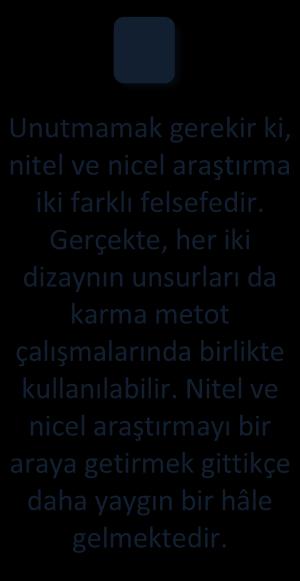 Anlayış içinde geliştirilen kalıplar ve kuramlar Esnek yaklaşım: Doğal ortam (süreç yönelimli) Örneklem büyüklüğü önemli değildir; bilgi zengini Hangi fasulyelerin sayılmaya değer olduğu ile ilgili