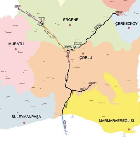 atık su arıtma tesislerinde arıtımı sonrasında, Marmara Derin Deniz Deşarj Sistemi olarak adlandırılan ortak Kara Boru Marmara Derin Deniz Deşarj Sistemi MARMARA DENİZİ Hattı, Tünel Hatları ve Deniz