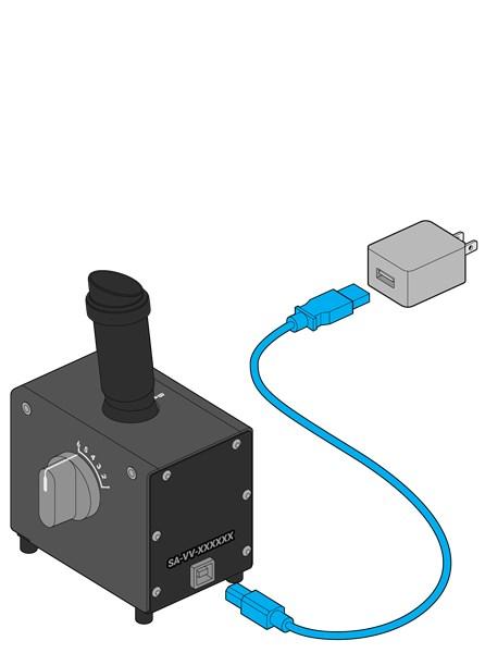 SharpAdjust doğru şekilde çalışmıyorsa yerel distribütörünüz ile iletişime geçin. Model 001 (arabalı) 1. USB kablosunu SharpAdjust'a takın. 2.