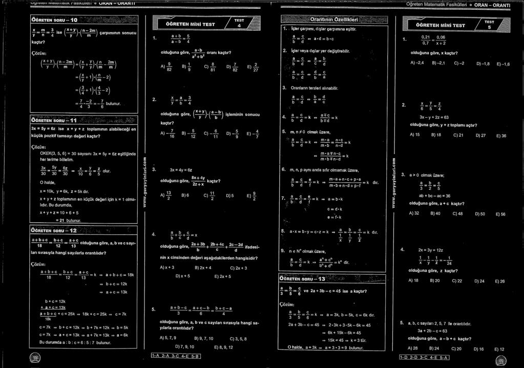 c) A d) A 8 ' 8 olduuna göre, x kaçtr? A) -,4 B), C)- D) -,8 E) -,6 = - ) m / = (!-) ( '±-) j = 7 - _ 4' 6 bulunur.