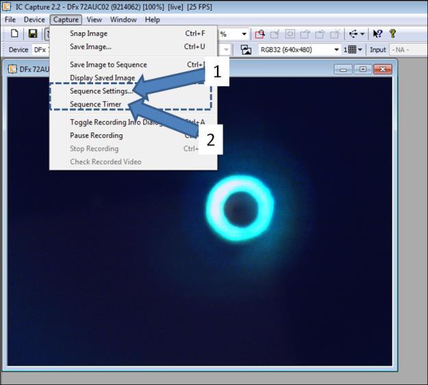 Gelişmiş İşlemler 3. Sonra, iki pencere açılmalıdır: (1) Sequence Settings ve (2) Sequence Timer. Bu iki pencere Capture menüsü kullanılarak açılabilir ve belirtilen sırayla açılmalıdır.