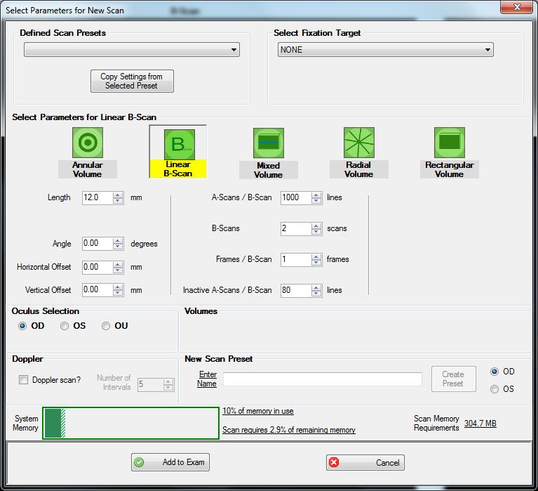 Kullanıcı Arayüzü Şekil 42: Yeni Tarama iletişim kutusu 3. İstenilen tarama yapılandırmasını seçin ve Add to Exam düğmesini tıklayın. 4. Ayarlarınızı yukarıda açıklandığı biçimde kaydedin.