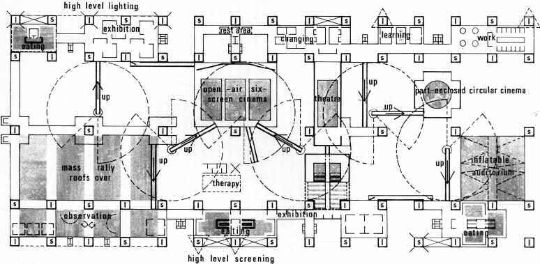 27 SOL ALTTA Tschumi nin Paris te tasarlad La Villette Park n n aç l fl için 1991 de gerçeklefltirdi i havaififlek gösterisinin diyagram ve olay n gerçekleflmifl hali (Tschumi, 1986, 268) (Resim 2)