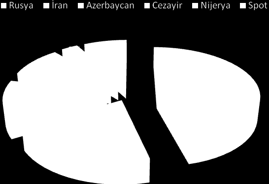 Tablo 10-2005-2010 Yılları Doğal Gaz İthalat Miktarları (milyon m 3 9155 kcal/m 3 e baz) Yıl Rusya İran Azerbaycan Cezayir Nijerya Spot Toplam 2005 17.524 4.248 0 3.786 1.013 0 26.571 2006 19.316 5.