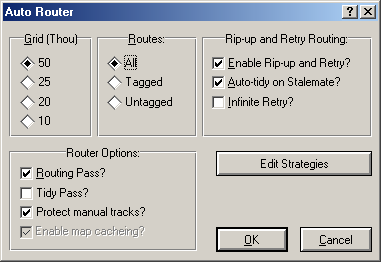 152 Rip-up and Retry Routing kısmındaki Enable Rip-up and Retry seçeneği işaretli iken temel yol çizimi mümkün olduğu kadarıyla yapıldığında, çizimi tamamlamak için denemelere devam eder.