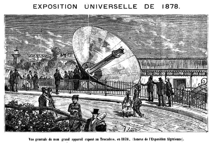 Şekil 1.8. 1878 yılına ait bir çanak reflektör. İsveç doğumlu bir kaşif ve mühendis olan John Ericsson yaşamının büyük bölümünü daha sonra taşındığı Amerika Birleşik Devletleri nde geçirmiştir.