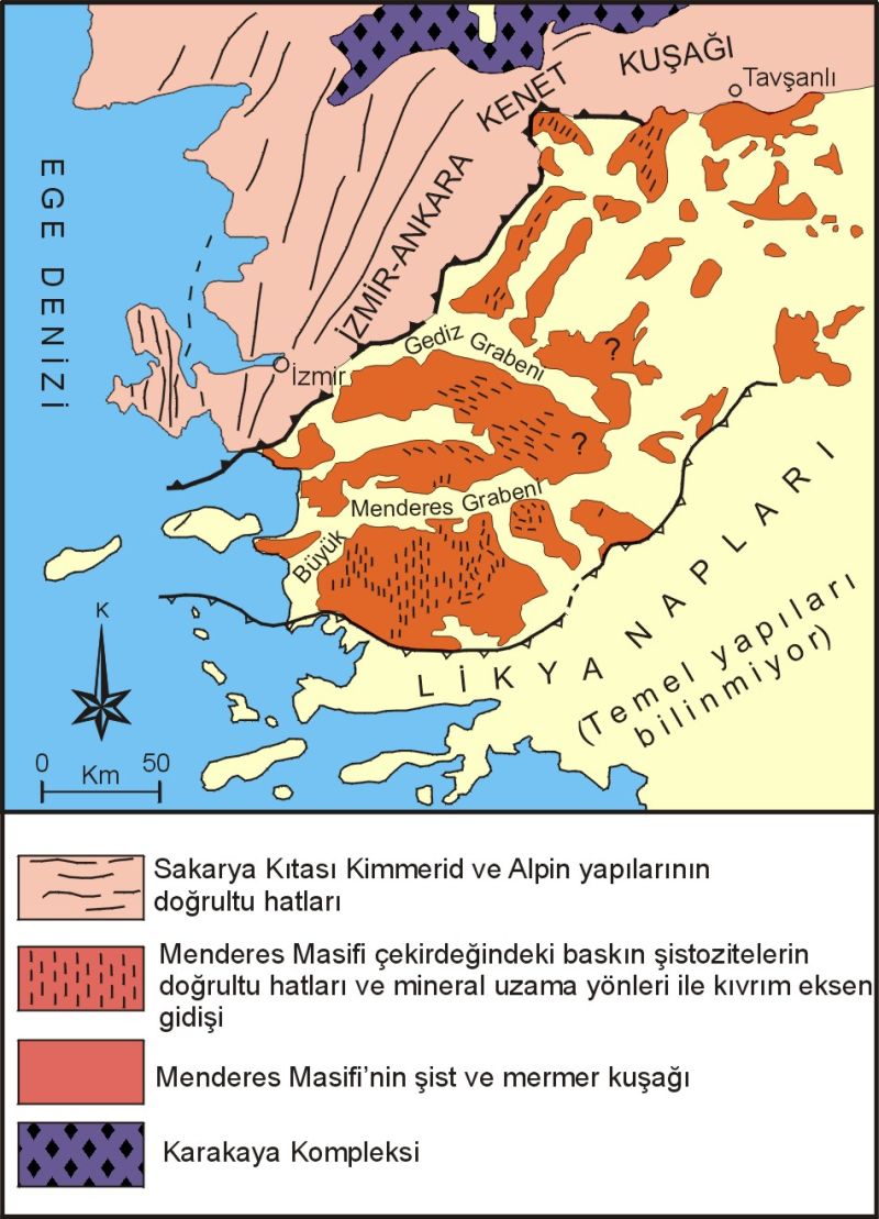 Şekil 3. Batı Anadolu nun paleotektonik dönem birlikleri (Yılmaz, 1997).