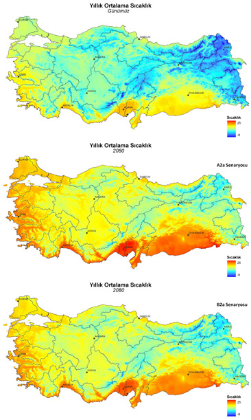 Şekil 7: İklim değişikliği sürecinde Türkiye de yıllık ortalama sıcaklıklarda beklenen değişimler (Kaynak: Doğa Koruma Merkezi 2 ) 20 2_