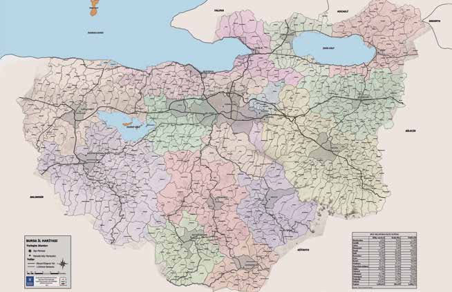 Coğraf i Bilgi Sistemleri Haritalandırma Çalışmaları Coğrafi Bilgi Sistemleri Şube Müdürlüğü; Bursa Büyükşehir Belediyesi, çevre birimleri ve diğer kamu kurumlarından elde ettiği kente ait bilgileri