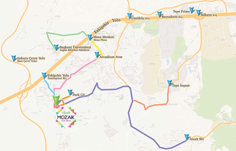 ULAŞIM PROJE KÜNYESİ Arsa Alanı: 74.500 m 2 Sosyal Tesis Alanı: 1.