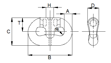 EK A Ürün Listesi Zincir ve Aksesuvarları EK A - 9 Baldt Tipi Kilit (Zincir) Baldt Tipi Kilit Ana Boyutlar d A B C D H R T Ağırlık [kg] Dayanıklılık Testi [N] Kopma Testi [N] *19 19 114 74 24 22 13