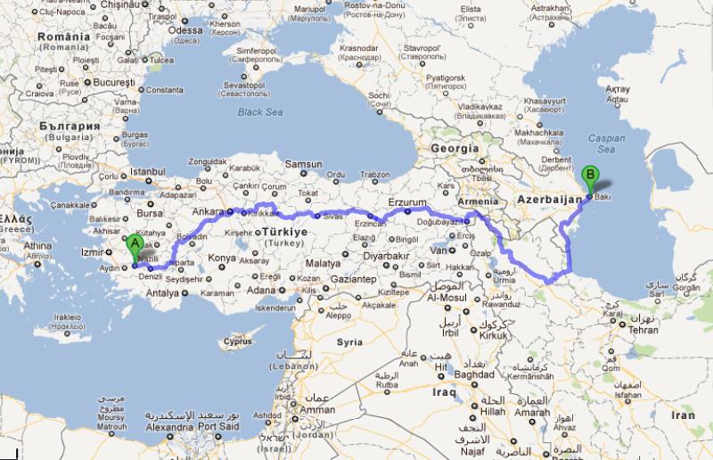 AZERBAYCAN: Kuzeyde Rusya, kuzeybatıda Gürcistan, batıda Ermenistan, güneyde İran ve batıda (Azerbaycan'a bağlı olan Nahçıvan Özerk Cumhuriyeti ile