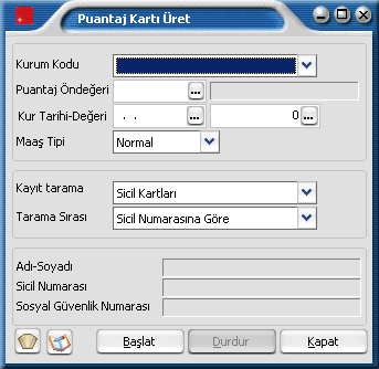 Puantaj Kartı Üretimi Bordro programı ile personele ait puantaj kartları istenen personel için topluca üretilir.