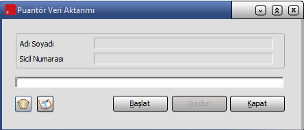 Puantör Veri Aktarımı Puantör veri aktarım işlemi ile, önceden açılmış puantaj kartlarına, filtreler seçeneği ile belirlenen personele ait puantaj kartlarına çalışma saatleri toplamı aktarılır.