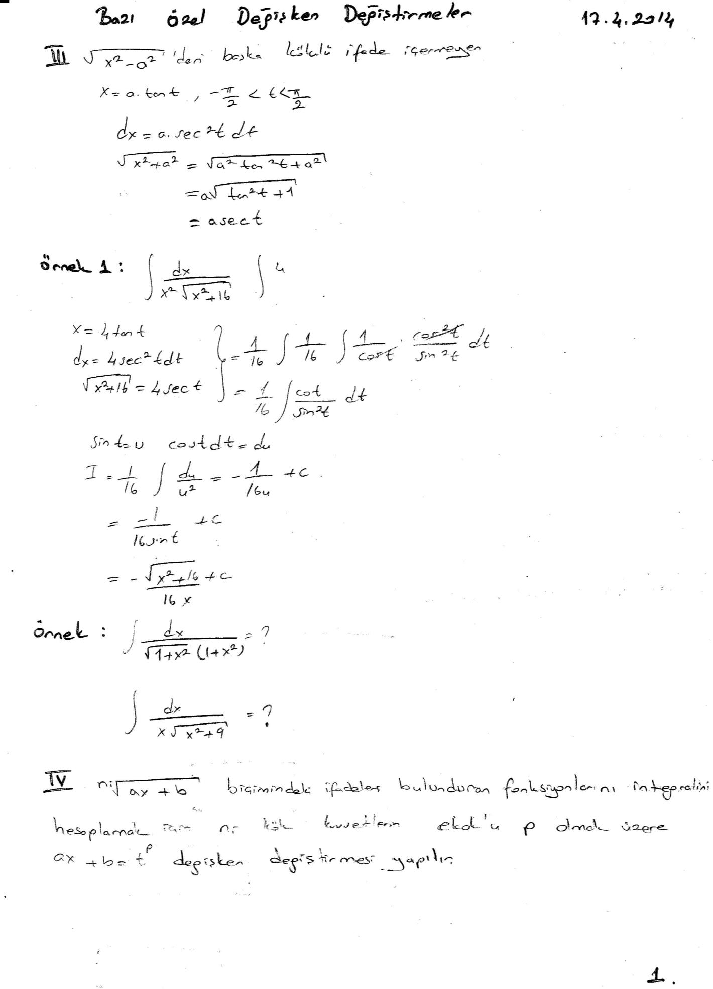 Genel Matematik Ders Notları