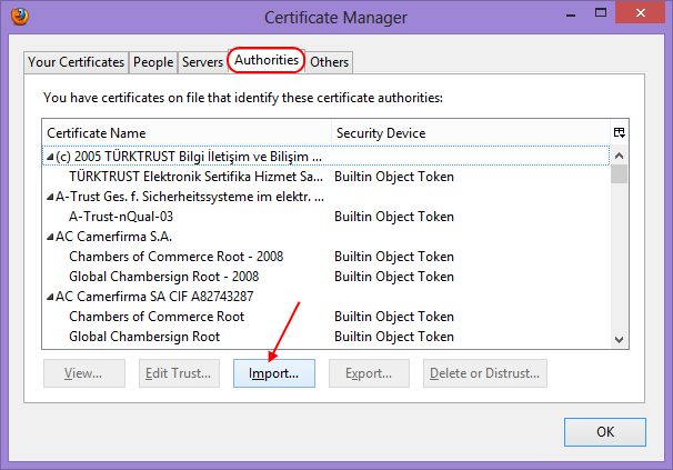 bölümünden Import butonuna tıklayarak