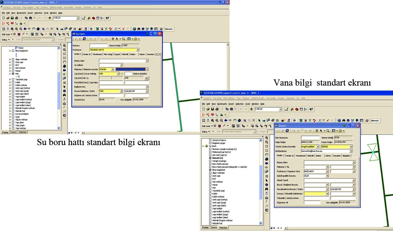 (Şekil 9. XML editöründe su hattı bilgi ekranının düzenlenmesi) XML editörü ile yapılan değişikleri u.