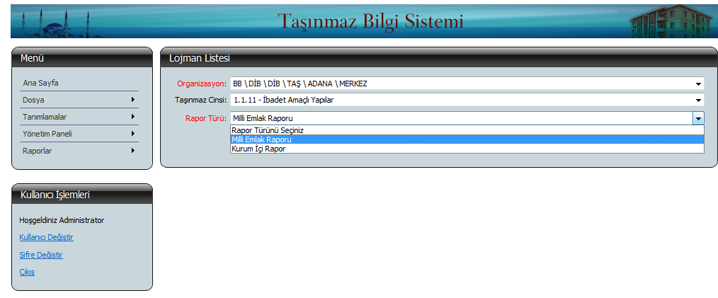 Tüm Taşınmaz kayıtları girildiğinde ilgili harcama biriminin Sınırlı Ayni Haklar Formu Tapuda Kayıtlı Olan Taşınmazlar İcmali Tapuda Kayıtlı Olmayan Taşınmazlar İcmali otomatik olarak