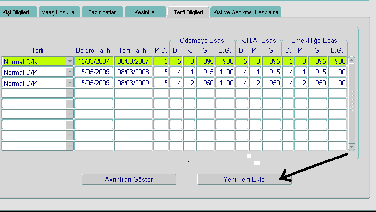 Aylık maaş ödemesi yapıldıktan sonra güncelleme yapıldığında sistem bu kesinti miktarını