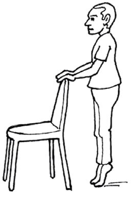 9. Ellerinizle sandalyeden destek alarak parmak ucunda yükselip alçalınız.