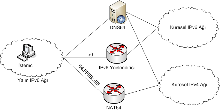 Sonuçta oluşan adresi ulaşılmak istenen IPv4 sunucunun IPv6 adres kaydı olarak istemciye dönmektedir. Ubuntu 10.
