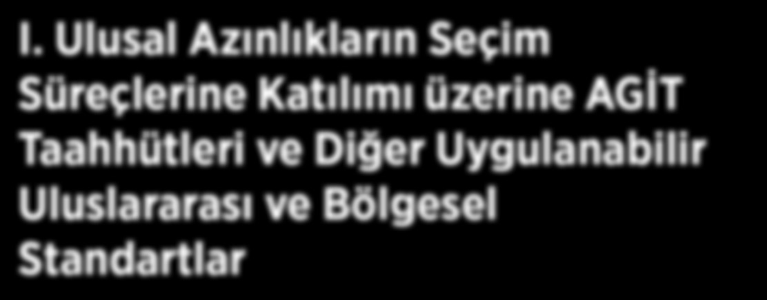 Ulusal azınlıkların kamusal hayata etkin katılım ihtiyacı çeşitli uluslararası insan hakları standartlarıyla da tanınmıştır.