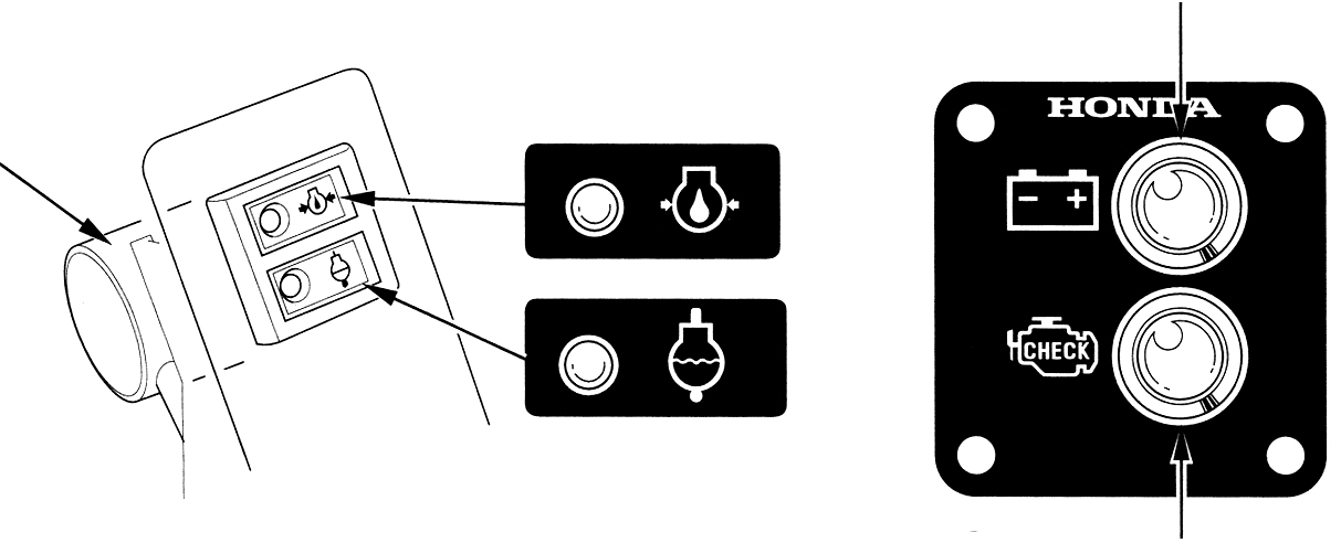 Düdük Aþýrý sýcaklýk (Kýrmýzý) (R1 tipi) (R2,R3 tipleri) PGM-FI Göstergesi Yað basýncý Dijital takometre Motor yað basýncý