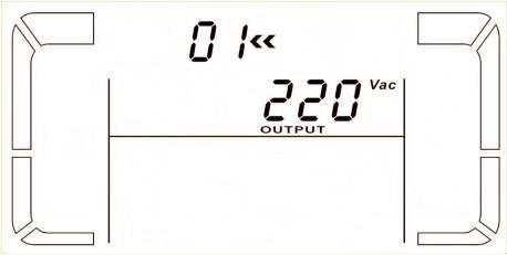 01: Çıkış voltajı 02: Çıkış frekansı 60 Hz, CVCF mod 50 Hz, Normal mod ATO 03: Bypas için voltaj aralığı Parametre 3: Çıkış Voltajı Parametre 3 ile aşağıdaki çıkış voltajları seçilebilir: 208: Çıkış