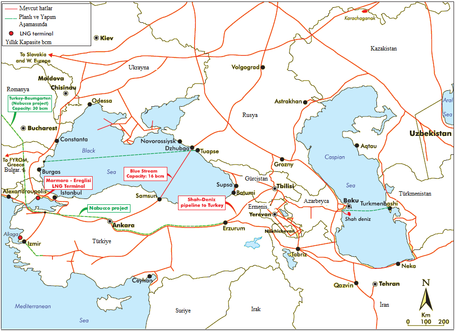 98 Çetin kapsamında boru hattının uzunluğunun 670 km olması planlanmaktadır. Bu hat aynı yol üzerinde BTC boru hattına bağlanmaktadır.