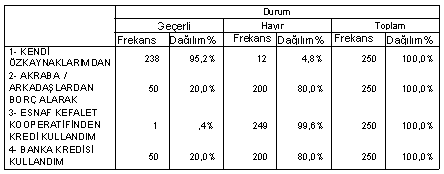 Tablo 4.12: Kuruluş Sürecinde Sermaye Kaynağının Temin Edilmesi Tablo 4.