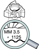 52 mm 22 = i 1/2'' = 12,70 mm L = Sol kesme yönlü L = eliğe diş çekmek için kesici uçlar 27 = i 5/8'' = 15,88 mm 5 iş profili 6 Kesme kenarı başına kesici ağız sayısı VM0 = V-profil 60 A0 = AME 29