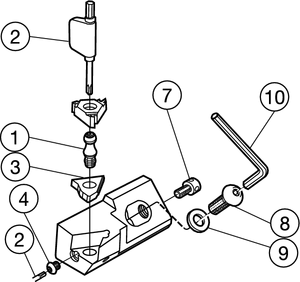 T-Max U-Lock Kartuş Vidalı bağlama Yedek parçalar ARTK KULLANMA OLMAYAN TAKMLAR Kartuş 1 2 3 4 2 Altlıklar1) Eğim açısı +1 Altlık vidası Anahtar (Torx Plus) Kesici uç vidası (diş) Anahtar (ölçü,