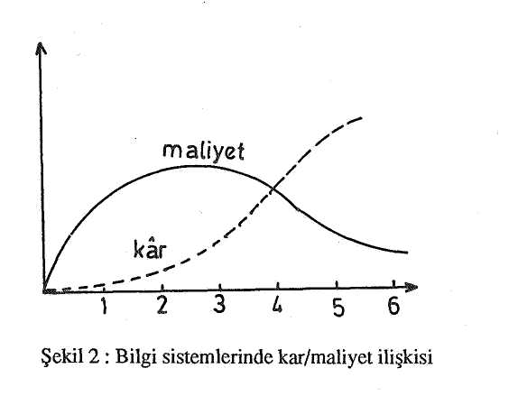 az 1:4 karlılık oranı elde edilmektedir. Bir bilgi sisteminin zamana bağlı kar/maliyet ilişkisi şekil 2'de görülmektedir (8).