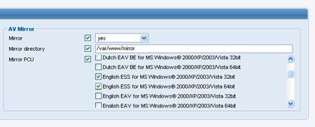- EAV/ESS için Program bileşen güncelleme isimlerini aşağıdaki gibi belirleyiniz # av_mirror_pcu = "mod1:mod2:.