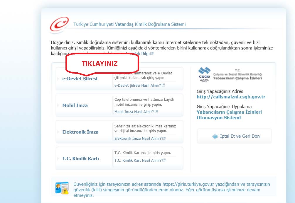 tr adresi üzerinden aşağıda belirtilen yöntemler ile giriş yapılabilecektir: Uygulamaya giriş için tercihen Internet Explorer 8.