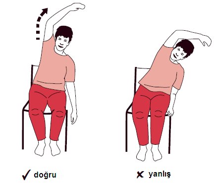 En az 10 saniye boyunca tutun. Diğer tarafınız için tekrarlayın. 4. Sandalyede dik olarak oturun.