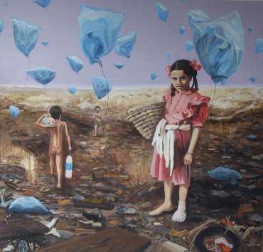 Katarina Barlova, Slovakya, Diploma Projesi sergisi Slovak sanatçı Katarina Barlova, çöplüklerin manzarasında geleceğimiz olan çocukları konumlandırmış.