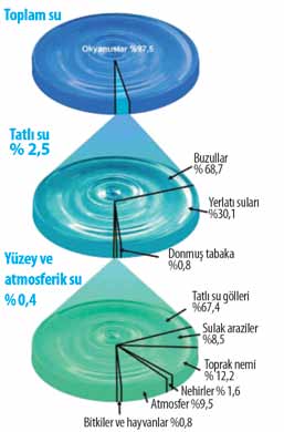 I. GİRİŞ Dünyada var olan suyun sadece %2,5 i insanların içme ihtiyacını karşılayabilecek olan tatlı su olarak nitelendirilmektedir.