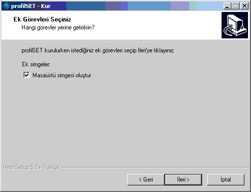 profilset Kurulum ve Hızlı Kullanım Kılavuzu profilset uygulamasının masaüstünde kısayolu olmasını istiyorsanız. Masaüstü simgesi oluştur.