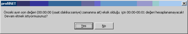 LP uzantılı yük profili dosyasındaki veriler tam bir aya ait değil ise, (yük profili bir ayın